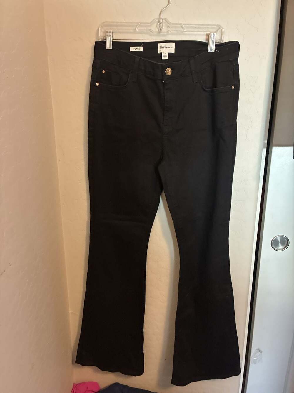 River Island Denim Specialist Black Flare Jeans, Size 16 View 2